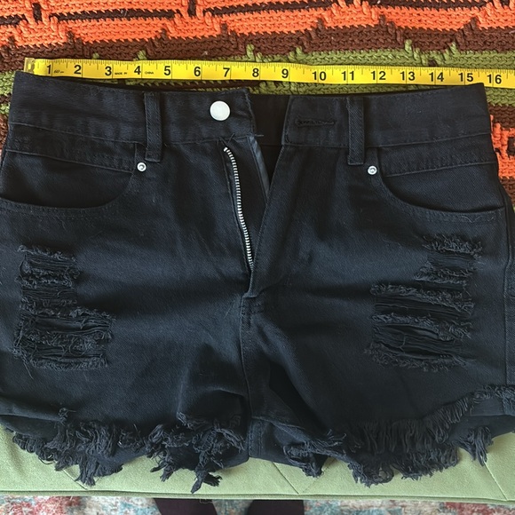Black High Waist Jean Shorts - Picture 4 of 5